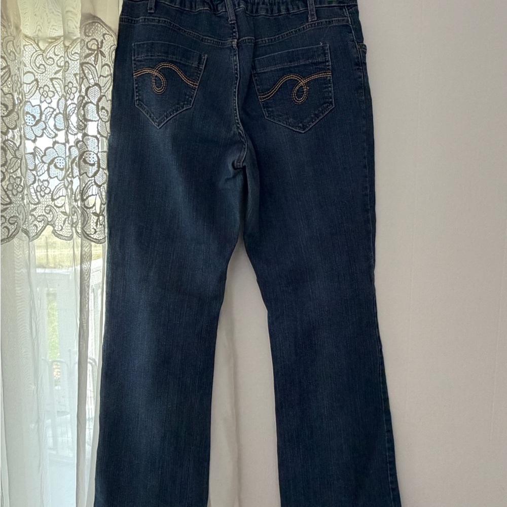 Smith's Dungarees Jeans Women Size 14 Blue Excellent Bootcut Elastic Waist - Picture 5 of 5